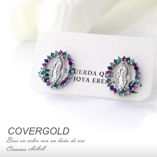 La Virgin de Guadalupe Multicolored Earrings - Aila Marie Jewelry 